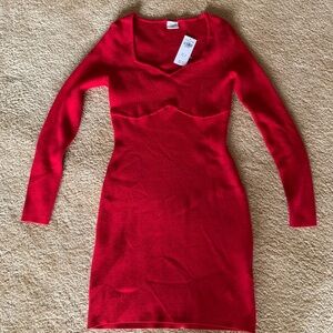 NWT Abercrombie & Fitch Red Long Sleeve Women's Dress, Size M Petite